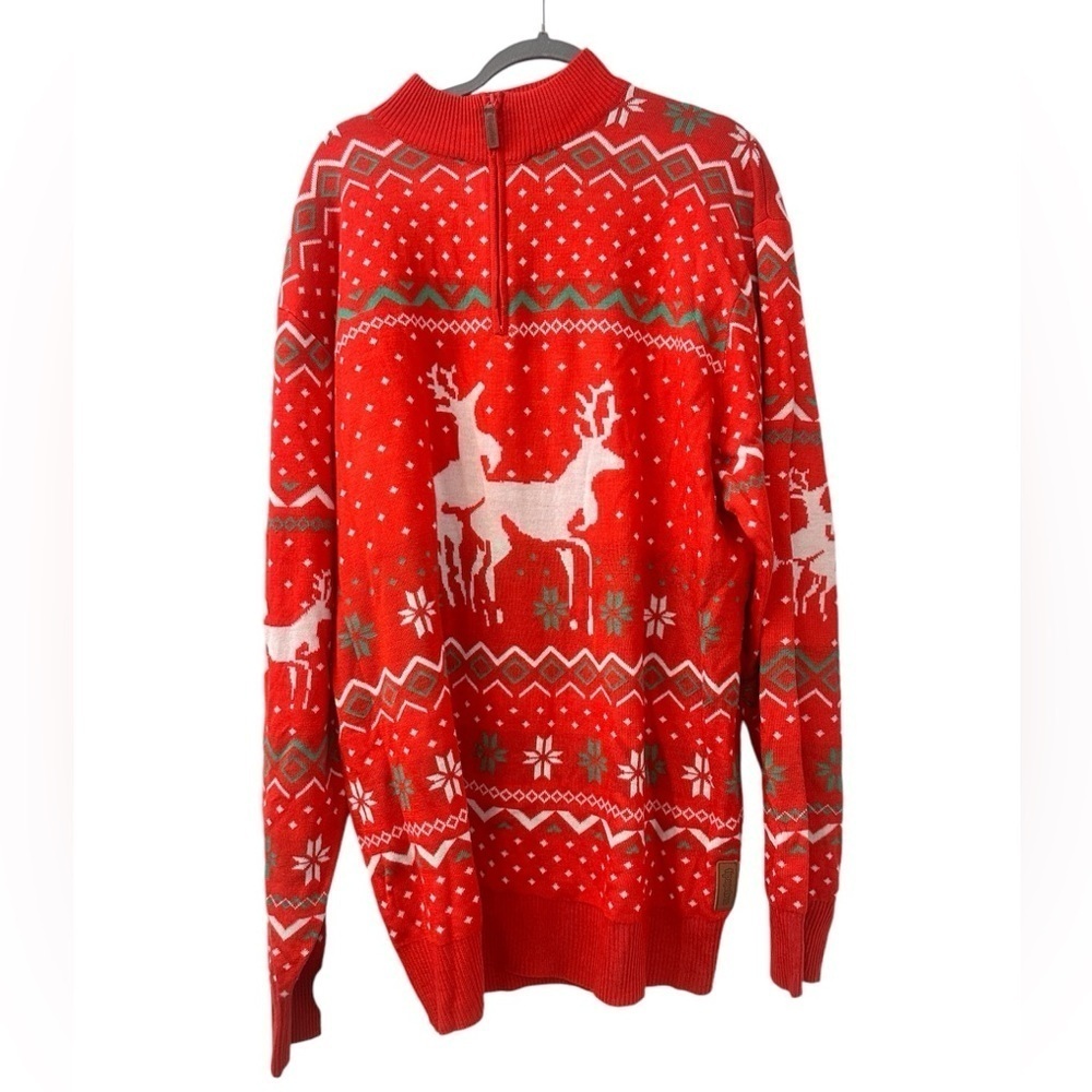 Tipsy Elves Men’s Christmas Reindeer Fair Isle Sweater Red 3XL